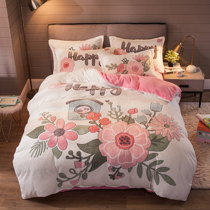 Four-Piece Bedding with Velvet Sheets