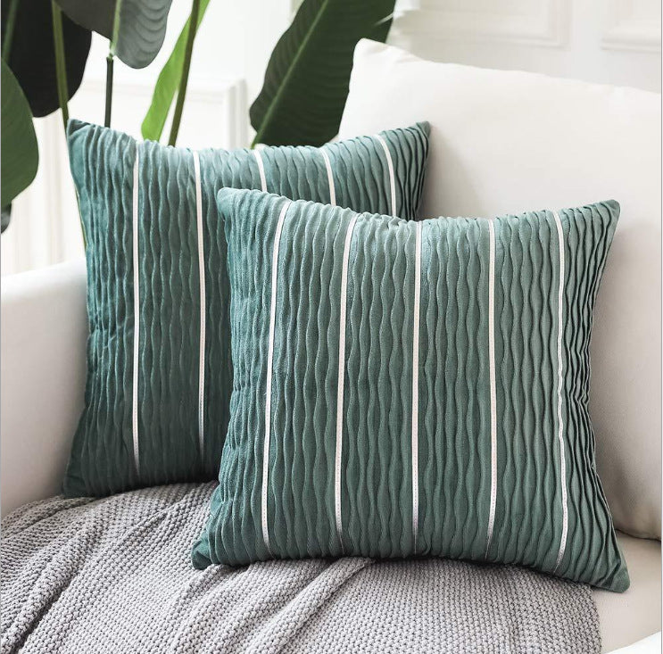 Striped Velvet Sofa Cushion Cover