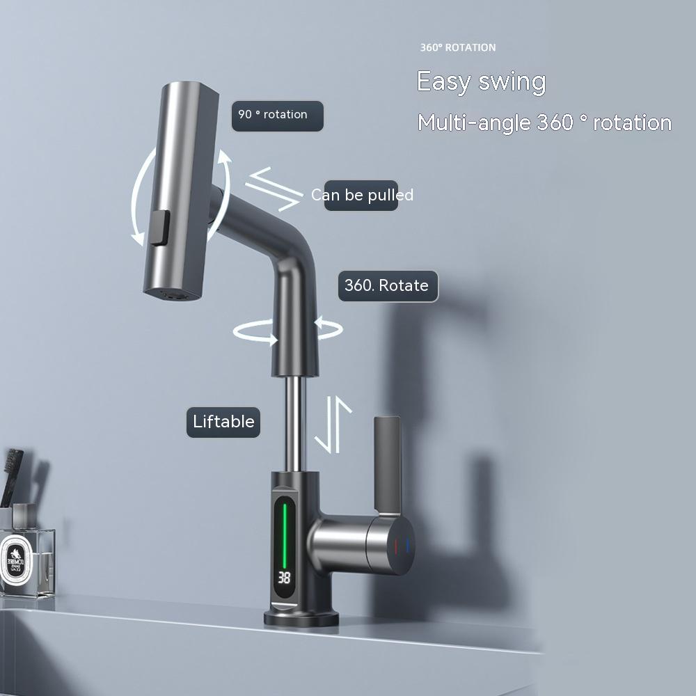 Digital Display Pull-out Basin Faucet