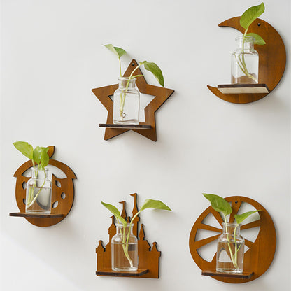 Wood Shelving Hydroponic Plant Decor